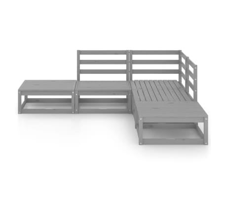 vidaXL Salon de jardin 5 pcs Gris Bois de pin massif