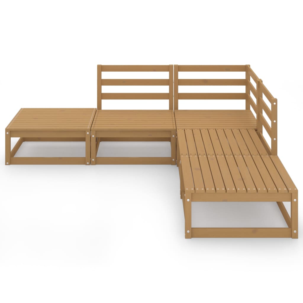 

vidaXL 5-delige Loungeset massief grenenhout honingbruin