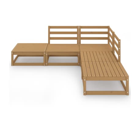 vidaXL Sodo poilsio baldų komplektas, 5 dalių, medaus rudas, pu&scaron;is