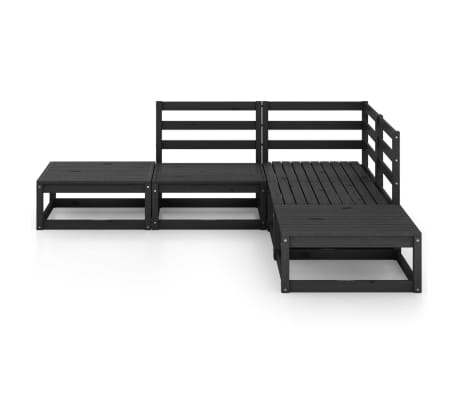 vidaXL Sodo poilsio baldų komplektas, 5 dalių, juodas, pu&scaron;ies masyvas