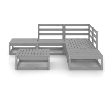 vidaXL Sodo poilsio baldų komplektas, 6 dalių, pilkas, pu&scaron;ies masyvas