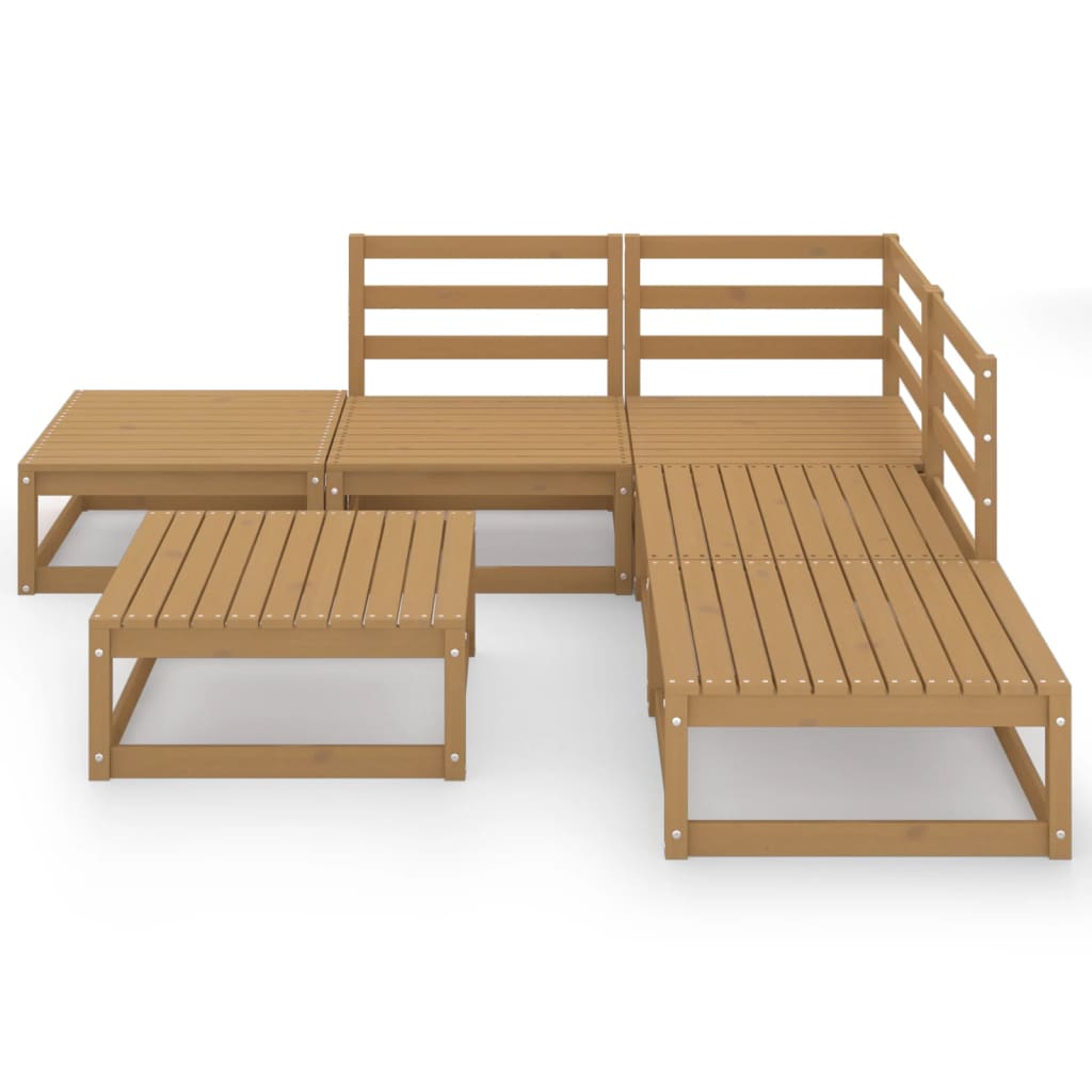 

vidaXL 6-delige Loungeset massief grenenhout honingbruin