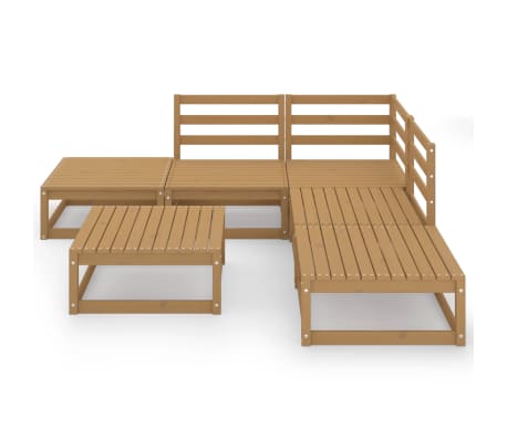 vidaXL Sodo poilsio baldų komplektas, 6 dalių, medaus rudas, pu&scaron;is