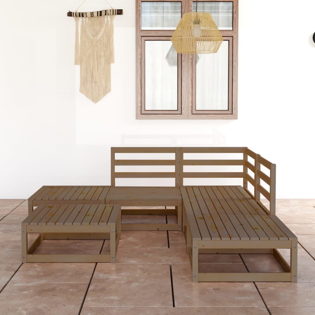 vida XL 6-tlg. Garten-Lounge-Set Honigbraun Massivholz Kiefer