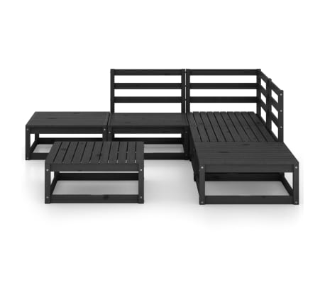 vidaXL 6 pcs conjunto lounge de jardim pinho maciço preto