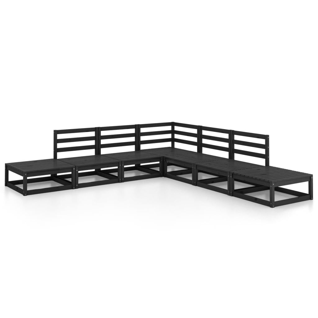 Thumbnail - vidaXL 7-tlg. Garten-Lounge-Set Schwarz Massivholz Kiefer