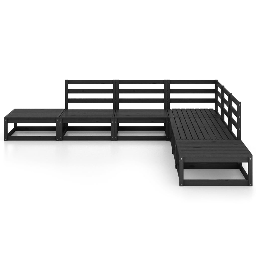 vidaXL 7-delige Loungeset massief grenenhout zwart afbeelding