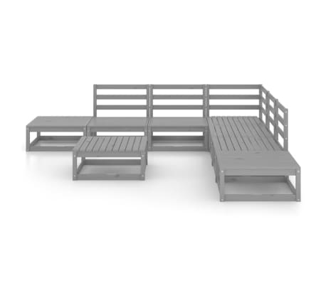 vidaXL Loungegrupp f&ouml;r tr&auml;dg&aring;rden 8 delar gr&aring; massiv furu