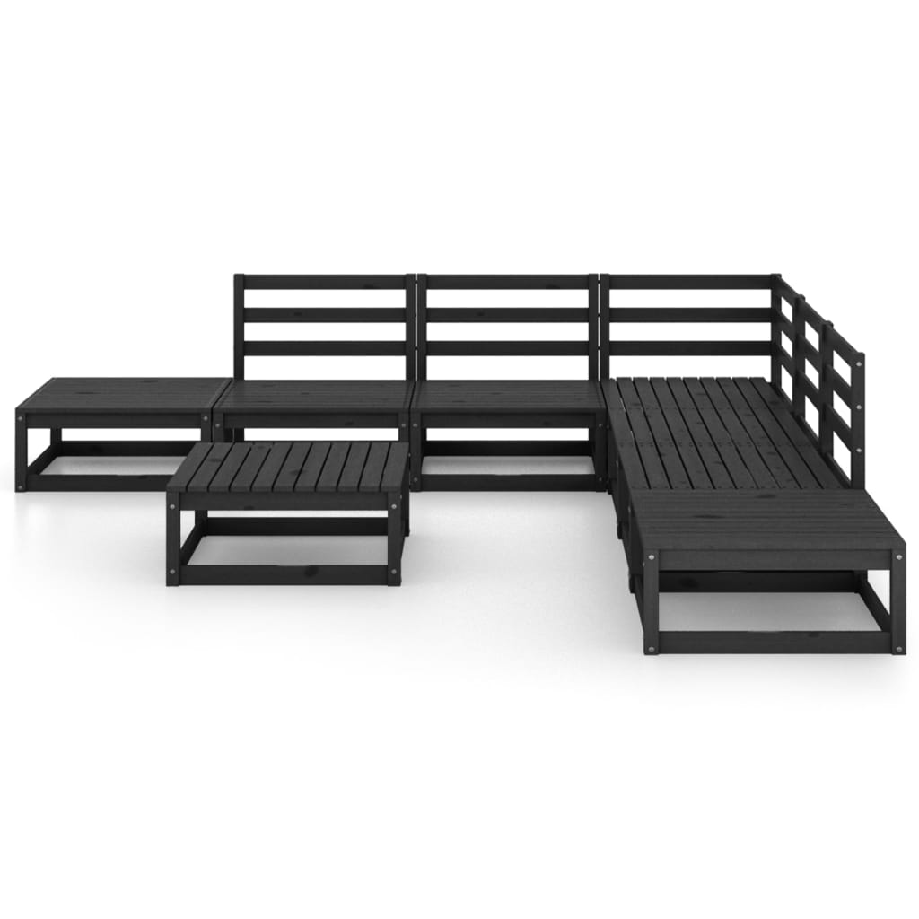 

vidaXL 8-delige Loungeset massief grenenhout zwart
