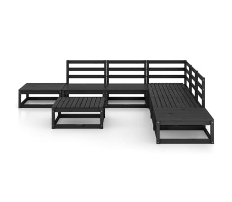 vidaXL Sodo poilsio baldų komplektas, 8 dalių, juodas, pu&scaron;ies masyvas