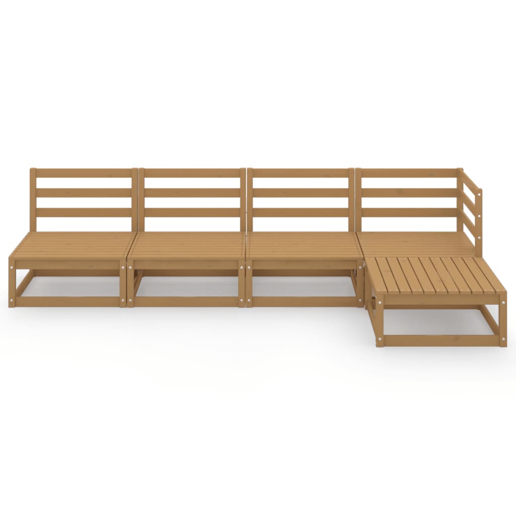 vidaXL 5-delige Loungeset massief grenenhout honingbruin afbeelding
