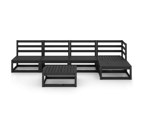 vidaXL Salon de jardin 5 pcs noir bois de pin massif