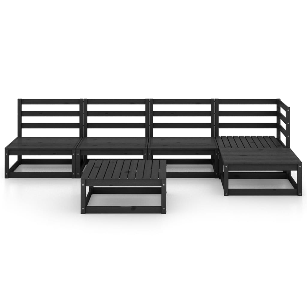 vidaXL 6-delige Loungeset massief grenenhout zwart afbeelding