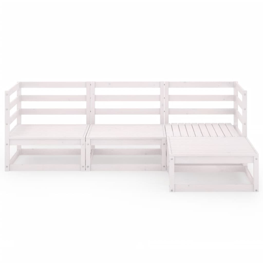 

vidaXL 4-delige Loungeset massief grenenhout wit
