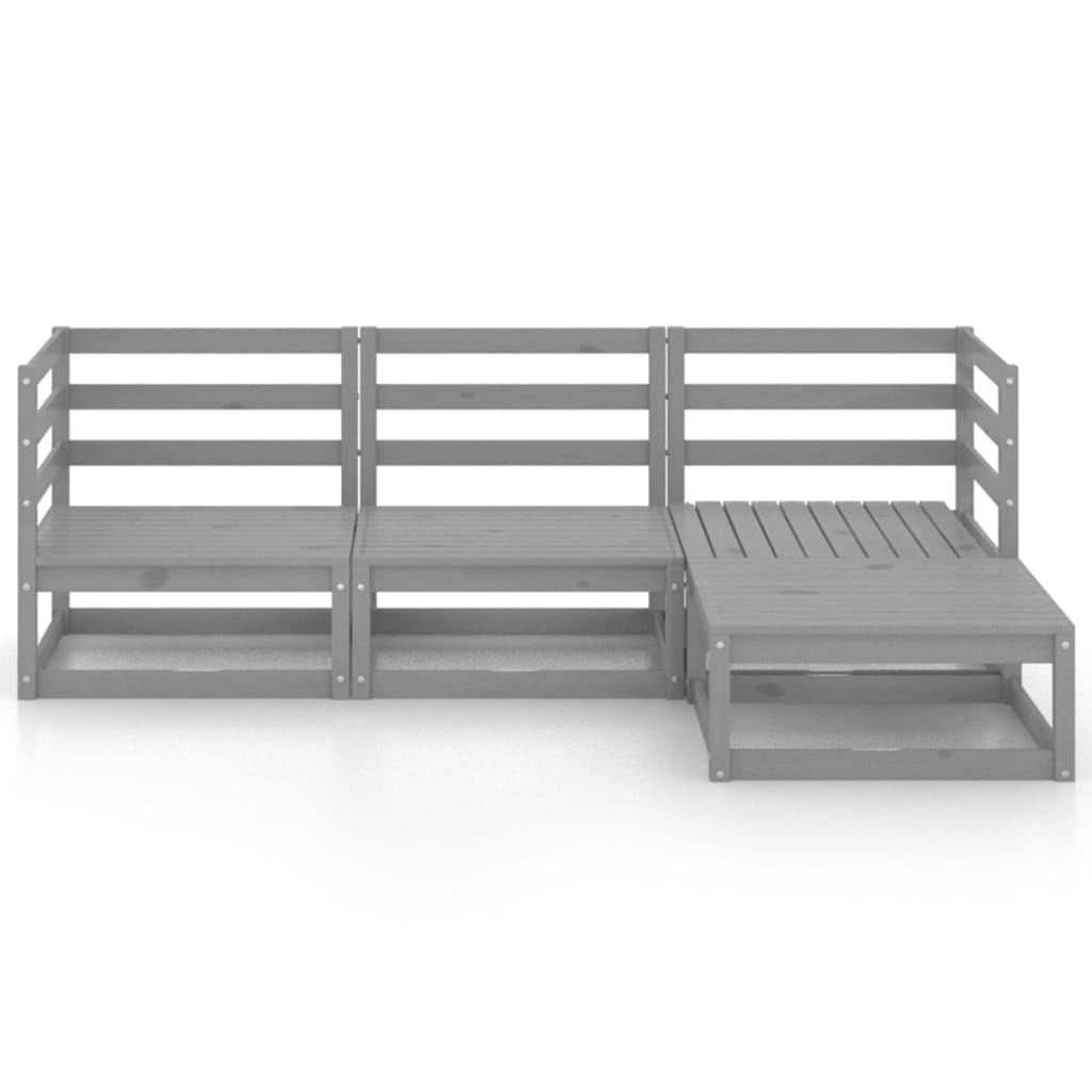 

vidaXL 4-delige Loungeset massief grenenhout grijs