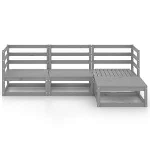 vidaXL 4-tlg. Garten-Lounge-Set Grau Massivholz Kiefer