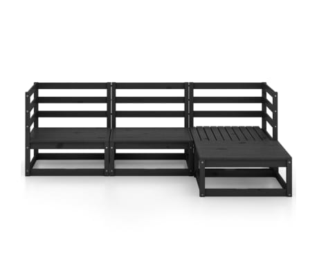 vidaXL Sodo poilsio baldų komplektas, 4 dalių, juodas, pu&scaron;ies masyvas