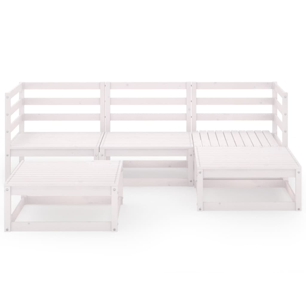 

vidaXL 5-delige Loungeset massief grenenhout wit