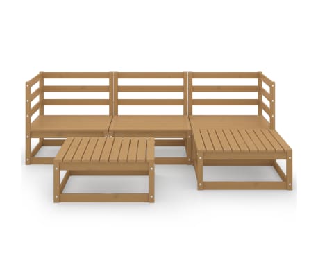 vidaXL 5-tlg. Garten-Lounge-Set Honigbraun Massivholz Kiefer
