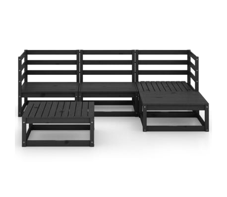 vidaXL Sodo poilsio baldų komplektas, 5 dalių, juodas, pu&scaron;ies masyvas