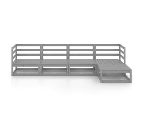 vidaXL Sodo poilsio baldų komplektas, 5 dalių, pilkas, pu&scaron;ies masyvas