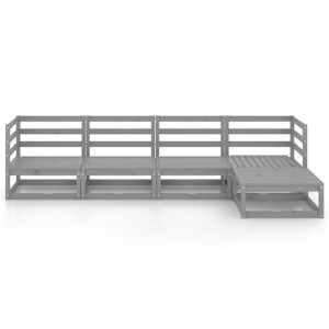 vidaXL Sodo poilsio baldų komplektas, 5 dalių, pilkas, pu&scaron;ies masyvas