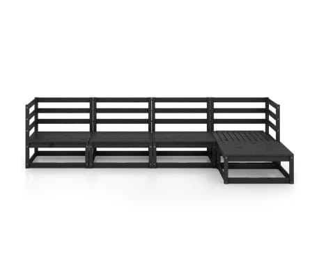 vidaXL 5-delige Loungeset massief grenenhout zwart