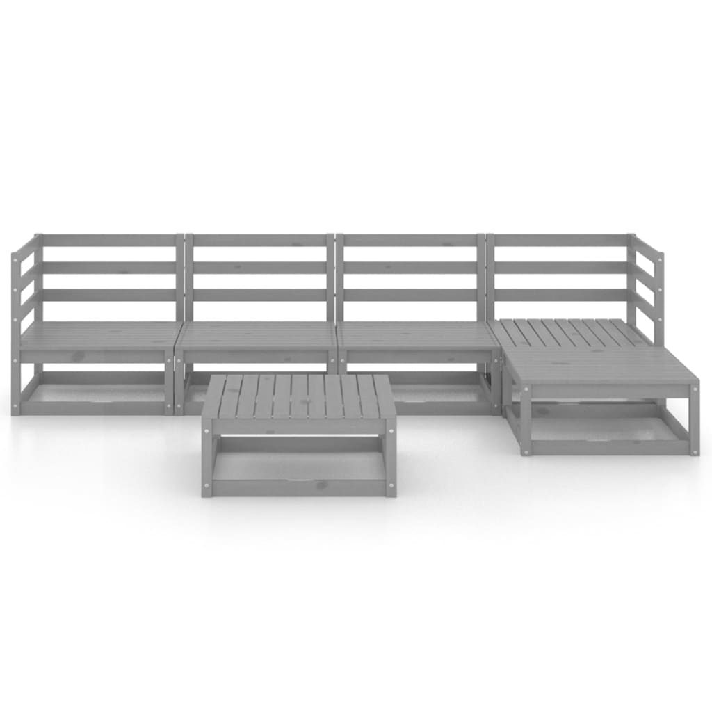 

vidaXL 6-delige Loungeset massief grenenhout grijs