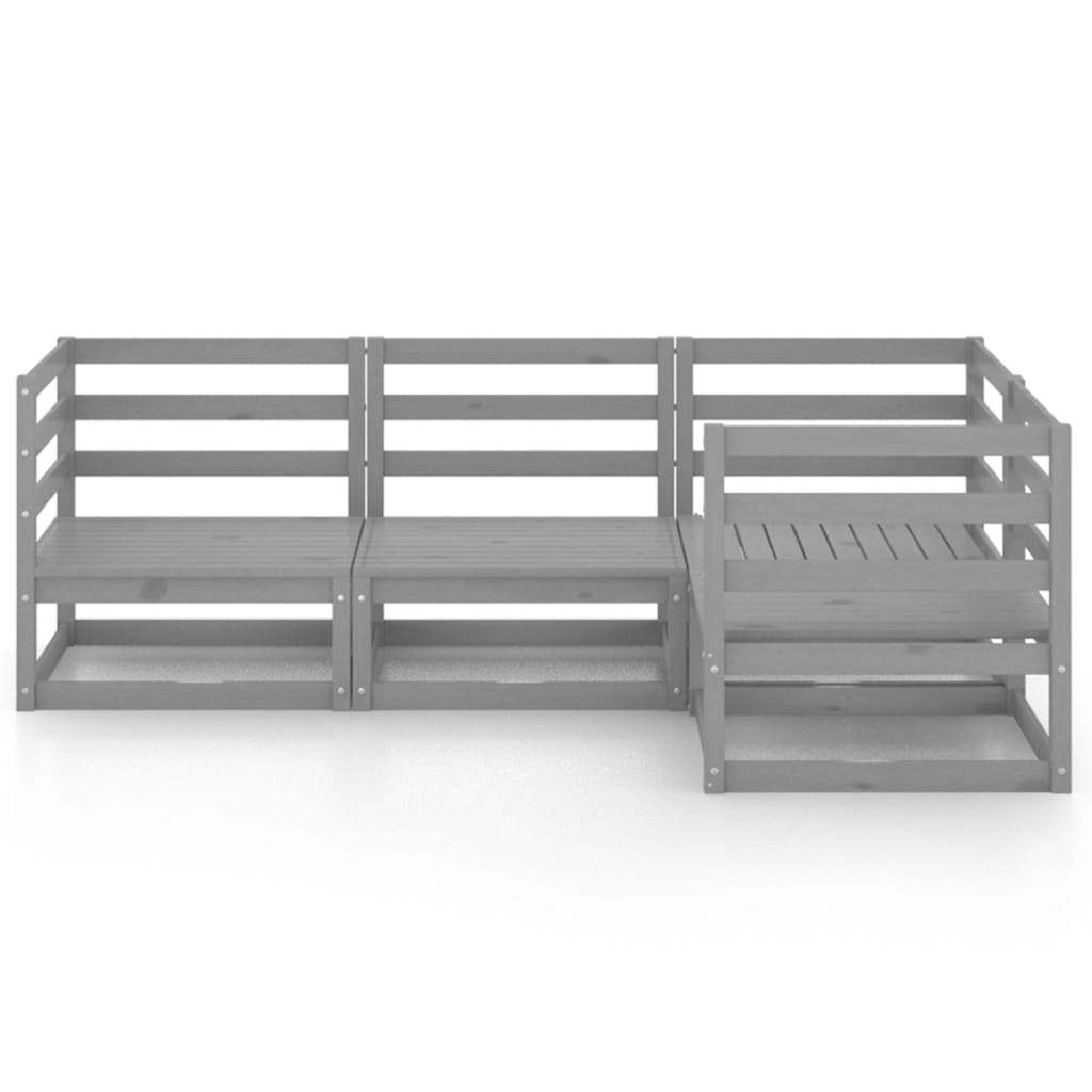 

vidaXL 4-delige Loungeset massief grenenhout grijs