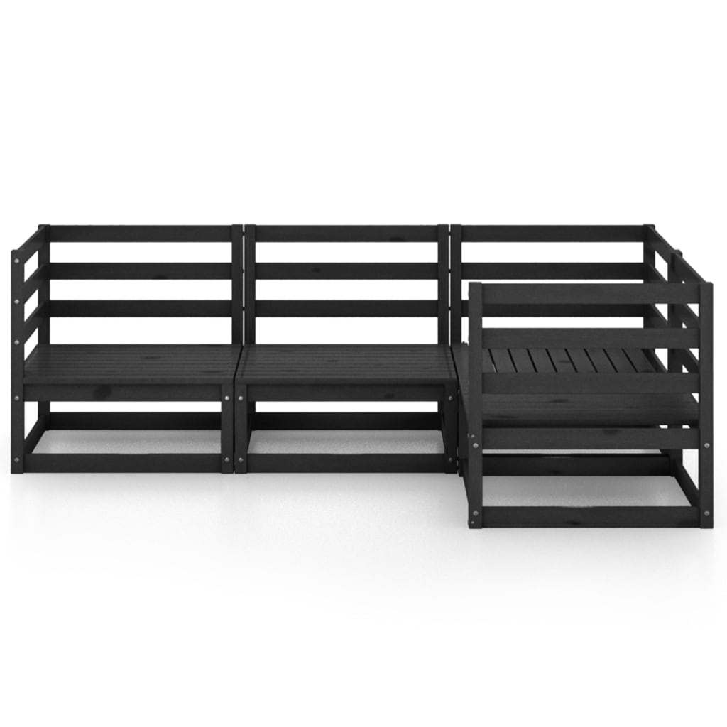 

vidaXL 4-delige Loungeset massief grenenhout zwart