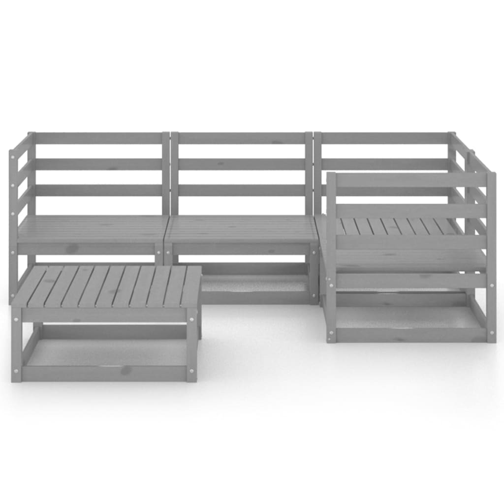 

vidaXL 5-delige Loungeset massief grenenhout grijs