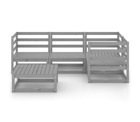 vidaXL lounges&aelig;t til haven 5 dele massivt fyrretr&aelig; gr&aring;