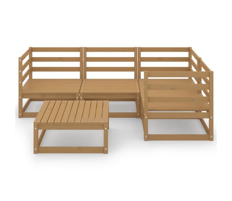 vidaXL Sodo poilsio baldų komplektas, 5 dalių, medaus rudas, pu&scaron;is