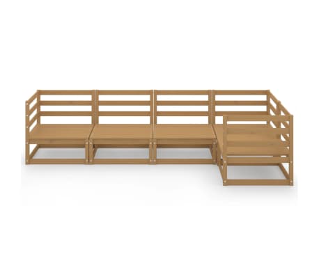 vidaXL Sodo poilsio baldų komplektas, 5 dalių, medaus rudas, pu&scaron;is