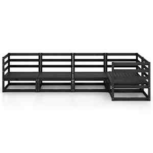 vidaXL Sodo poilsio baldų komplektas, 5 dalių, juodas, pu&scaron;ies masyvas