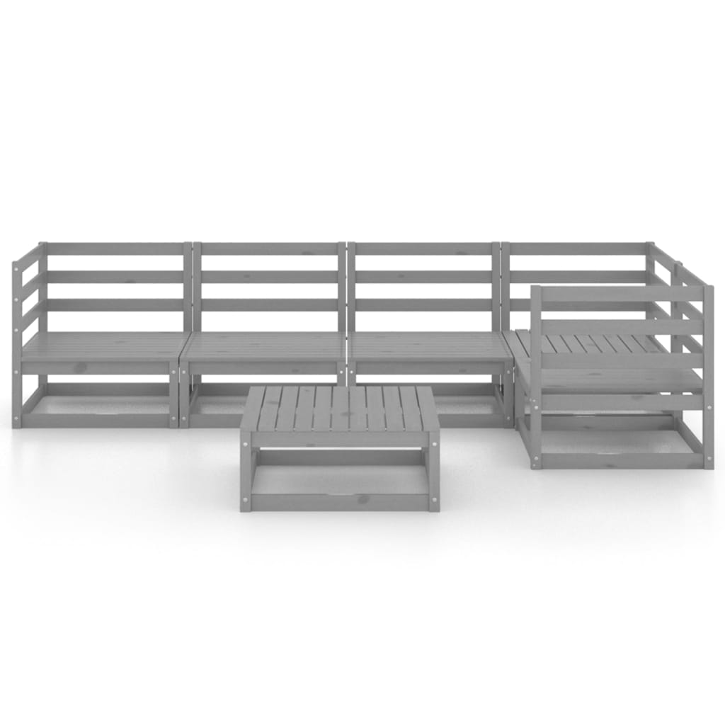 

vidaXL 6-delige Loungeset massief grenenhout grijs