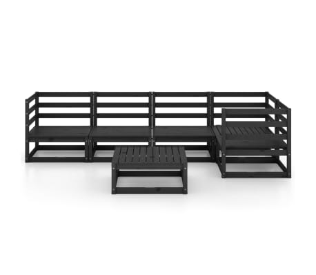 vidaXL Sodo poilsio baldų komplektas, 6 dalių, juodas, pu&scaron;ies masyvas