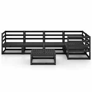 vidaXL Sodo poilsio baldų komplektas, 6 dalių, juodas, pu&scaron;ies masyvas