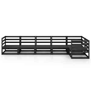 vidaXL Sodo poilsio baldų komplektas, 7 dalių, juodas, pu&scaron;ies masyvas