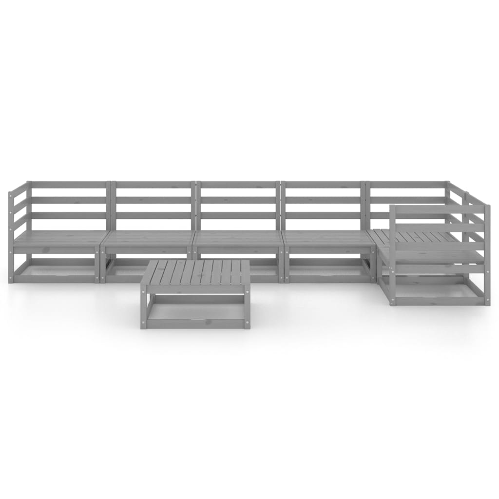 vidaXL 7-delige Loungeset massief grenenhout grijs afbeelding
