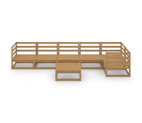 vidaXL Sodo poilsio baldų komplektas, 7 dalių, medaus rudas, pu&scaron;is