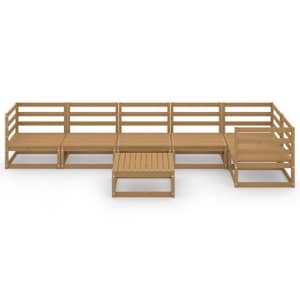 vidaXL Sodo poilsio baldų komplektas, 7 dalių, medaus rudas, pu&scaron;is