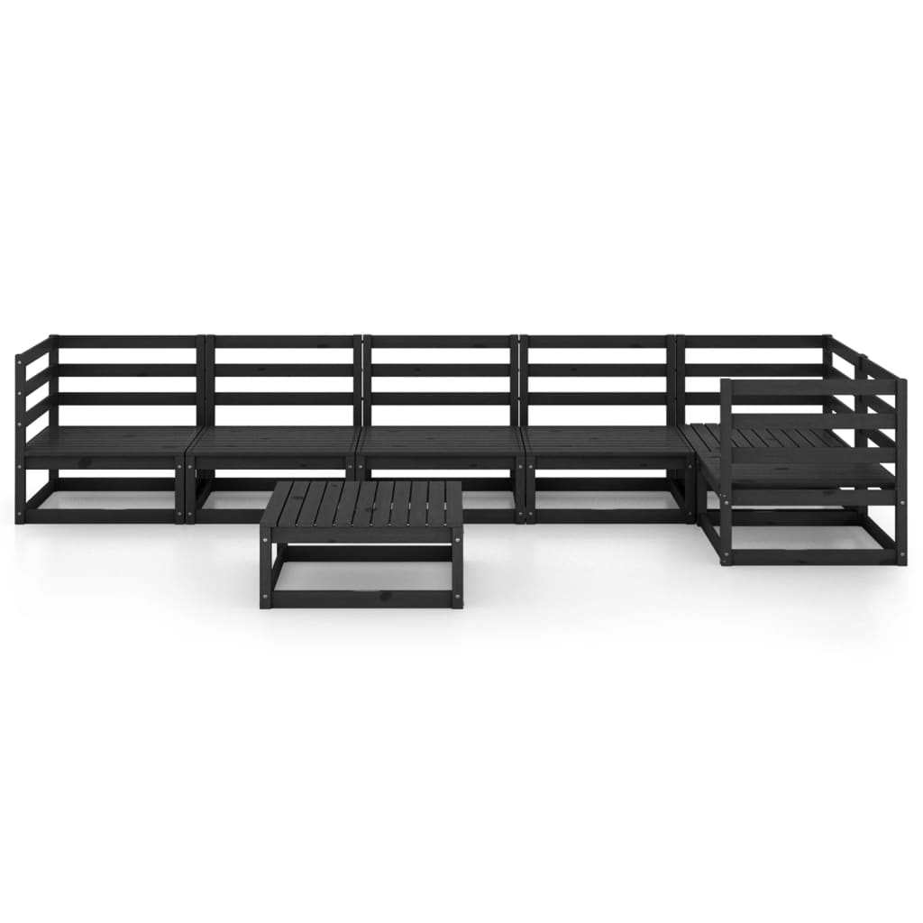 

vidaXL 7-delige Loungeset massief grenenhout zwart