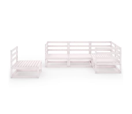 vidaXL Sodo poilsio baldų komplektas, 5 dalių, baltas, pu&scaron;ies masyvas