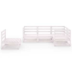 vidaXL Sodo poilsio baldų komplektas, 5 dalių, baltas, pu&scaron;ies masyvas