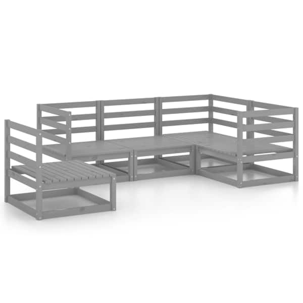 vidaXL 5-osaline aiam&ouml;&ouml;blikomplekt, hall, m&auml;nnipuit