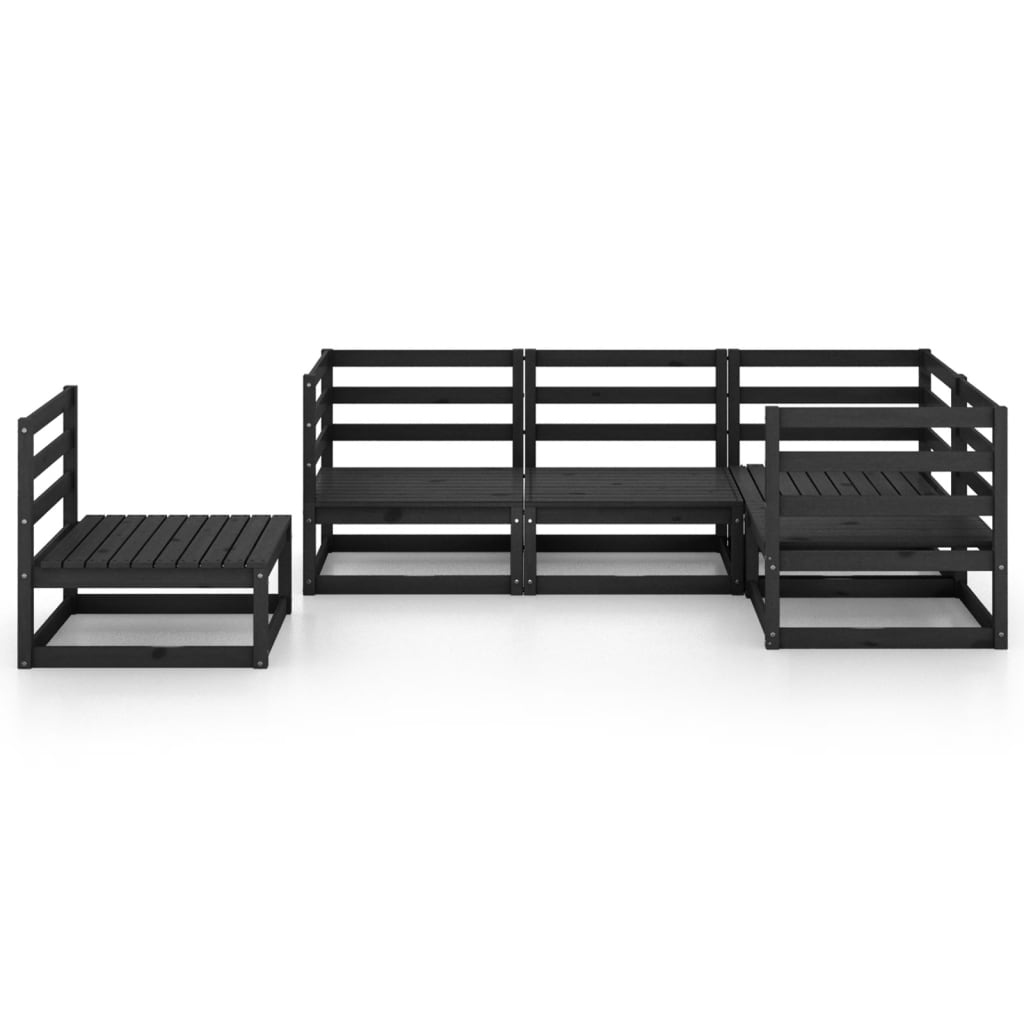

vidaXL 5-delige Loungeset massief grenenhout zwart