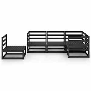 vidaXL Sodo poilsio baldų komplektas, 5 dalių, juodas, pu&scaron;ies masyvas