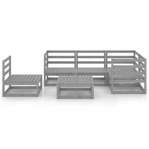 vidaXL 6-tlg. Garten-Lounge-Set Grau Massivholz Kiefer