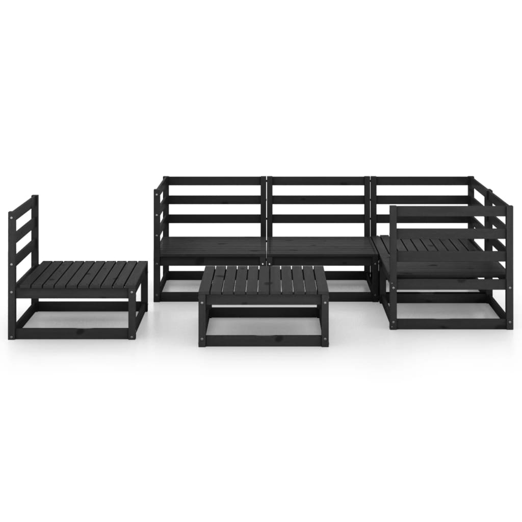 

vidaXL 6-delige Loungeset massief grenenhout zwart